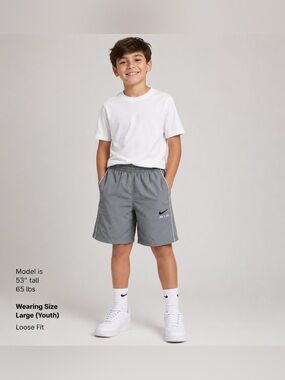 Nike Gray Kids' Athletic Shorts with Air Logo Standard Fit Size Large